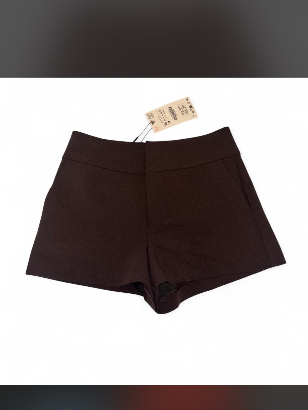 Zara Brown High-Waist Tailored Shorts
